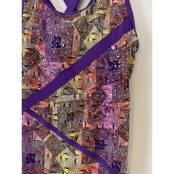 Danskin Girls XL 14/16 LeotardFreestyle Unitard Dance Gymnastics Crisscross Purp - Picture 3 of 6